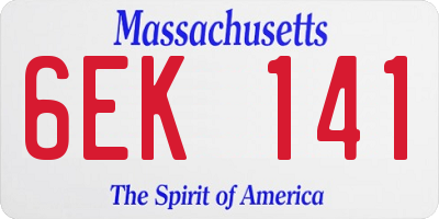 MA license plate 6EK141