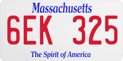 MA license plate 6EK325