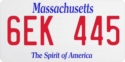 MA license plate 6EK445
