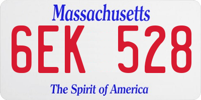 MA license plate 6EK528