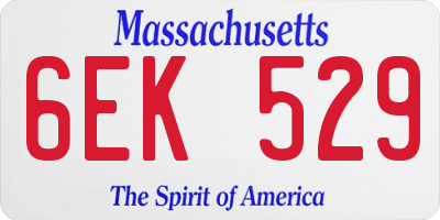 MA license plate 6EK529