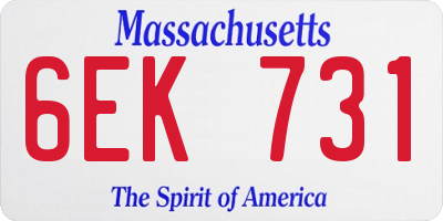 MA license plate 6EK731