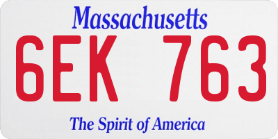 MA license plate 6EK763