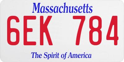 MA license plate 6EK784