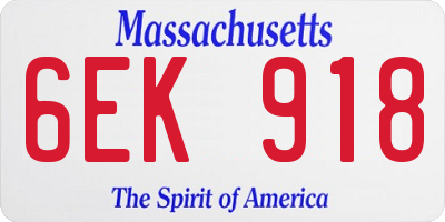MA license plate 6EK918