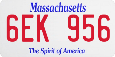 MA license plate 6EK956