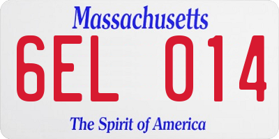MA license plate 6EL014
