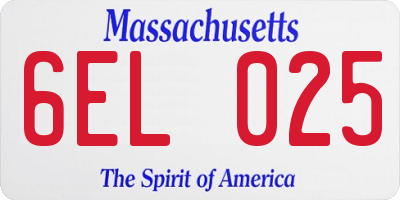 MA license plate 6EL025