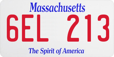 MA license plate 6EL213