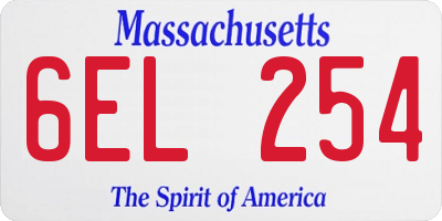 MA license plate 6EL254