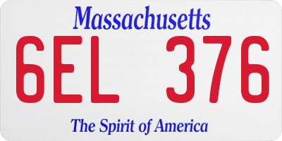 MA license plate 6EL376