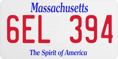 MA license plate 6EL394