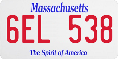 MA license plate 6EL538