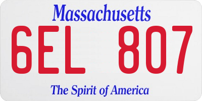 MA license plate 6EL807