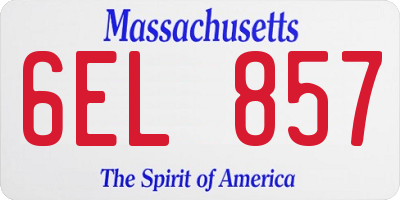 MA license plate 6EL857