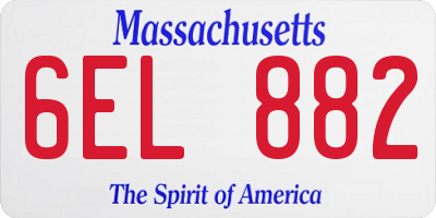 MA license plate 6EL882