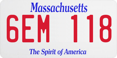 MA license plate 6EM118
