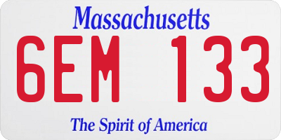 MA license plate 6EM133