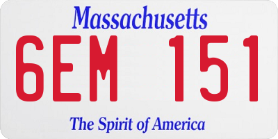 MA license plate 6EM151