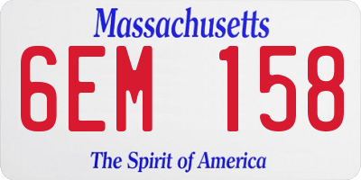 MA license plate 6EM158