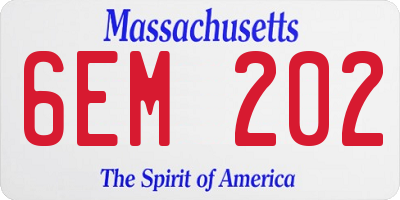 MA license plate 6EM202