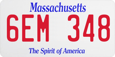 MA license plate 6EM348