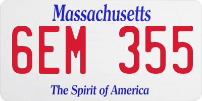 MA license plate 6EM355