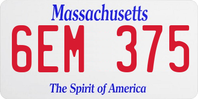 MA license plate 6EM375