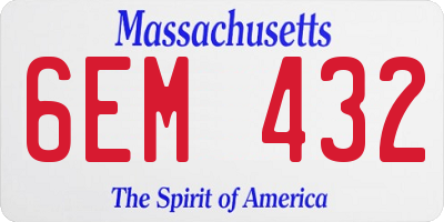 MA license plate 6EM432