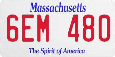 MA license plate 6EM480