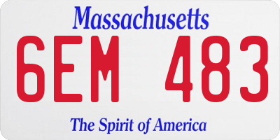 MA license plate 6EM483