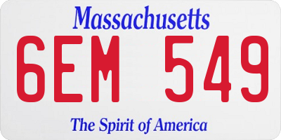 MA license plate 6EM549