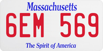 MA license plate 6EM569