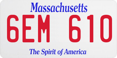 MA license plate 6EM610