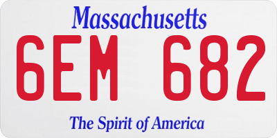 MA license plate 6EM682