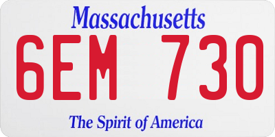 MA license plate 6EM730