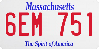 MA license plate 6EM751