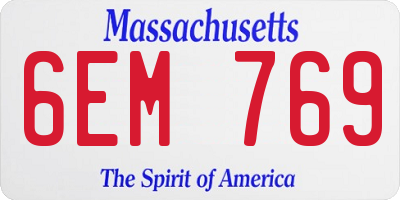 MA license plate 6EM769