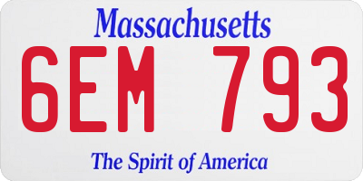 MA license plate 6EM793