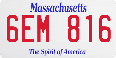 MA license plate 6EM816