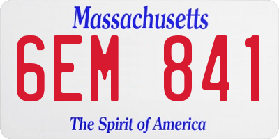MA license plate 6EM841