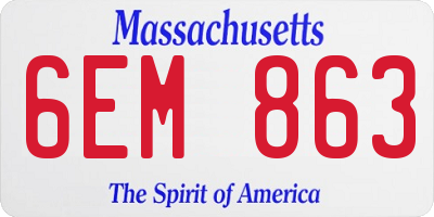 MA license plate 6EM863