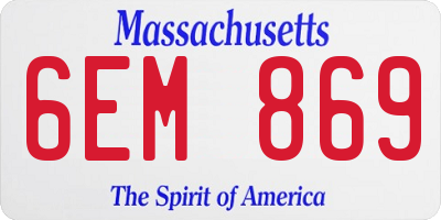 MA license plate 6EM869
