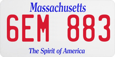 MA license plate 6EM883