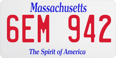 MA license plate 6EM942
