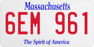 MA license plate 6EM961