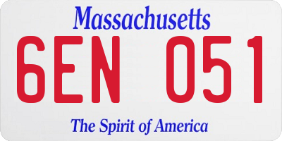 MA license plate 6EN051