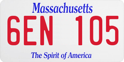 MA license plate 6EN105