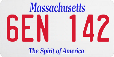 MA license plate 6EN142