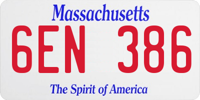 MA license plate 6EN386